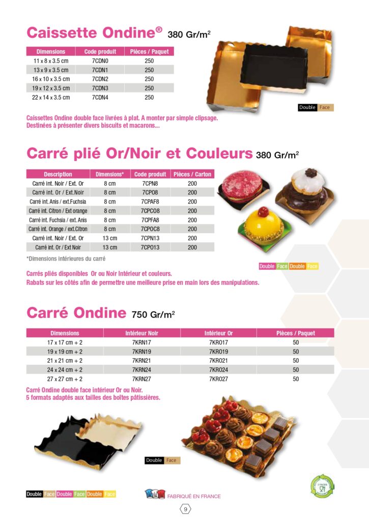 com-en-poche, barquettes feston or